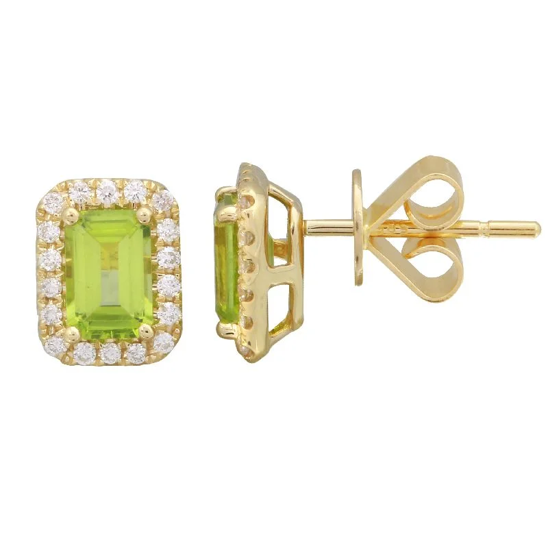 chunky chain necklace trendy 14k Yellow Peridot Emerald Cut Gemstone Earrings