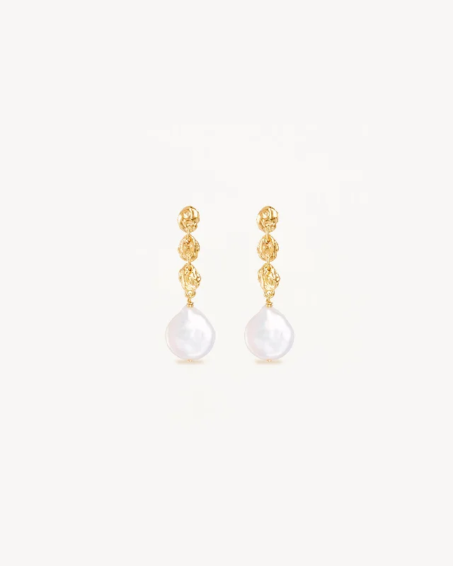 sterling silver herringbone chain 18k Gold Vermeil Grow With Grace Pearl Earrings