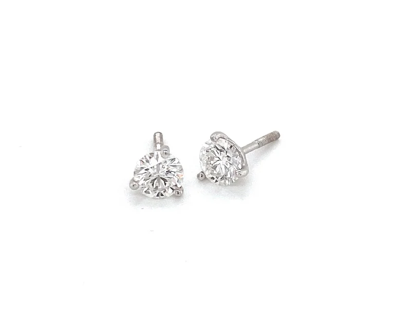 gold opal ring 18K White Gold Diamond Solitaire Stud Earrings