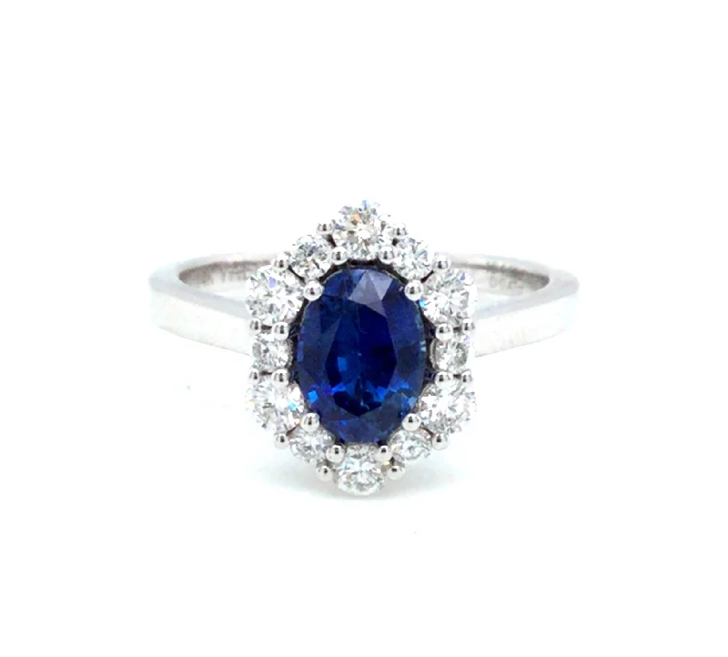 vintage art deco bracelet 18K White Halo Sapphire and Natural Diamond Ring Size 6.5 vintage art deco bracelet 18K White Halo Sapphire and Natural Diamond Ring Size 6.5