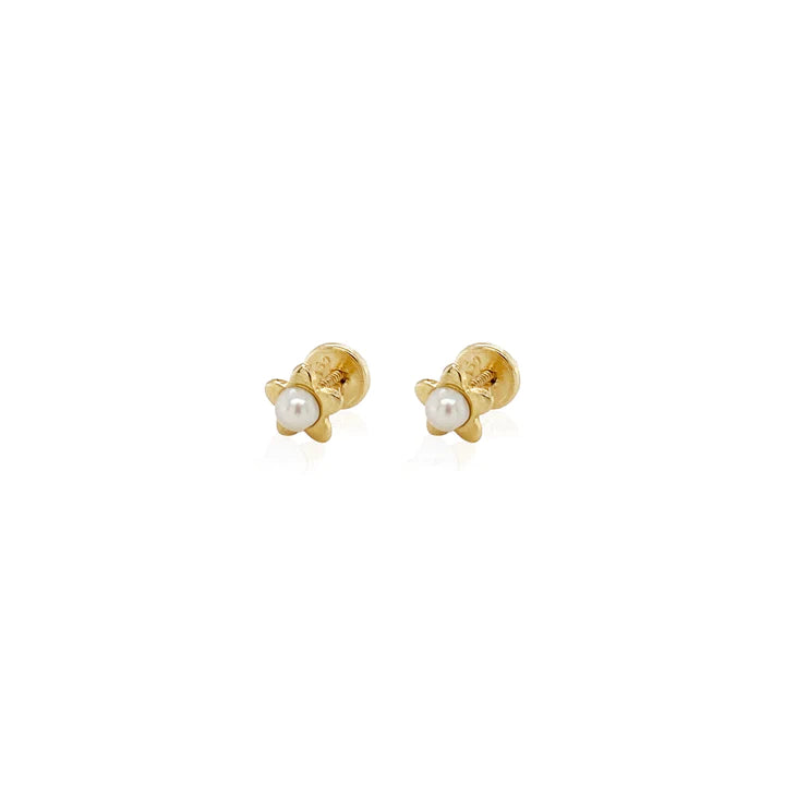 vintage pearl engagement ring 18K Yellow Gold Pearl and Star Children's Earring