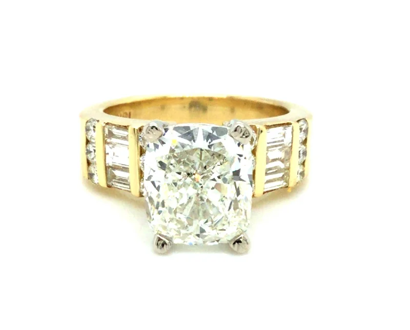 emerald-cut engagement ring halo 18K Yellow & White Cushion Natural Diamond Classic Engagement Ring emerald-cut engagement ring halo 18K Yellow & White Cushion Natural Diamond Classic Engagement Ring