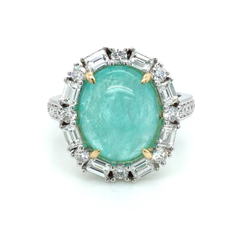 simple crystal pendant necklace 18K Yellow & White Halo Paraiba and Natural Diamond Ring Size 6.5 simple crystal pendant necklace 18K Yellow & White Halo Paraiba and Natural Diamond Ring Size 6.5