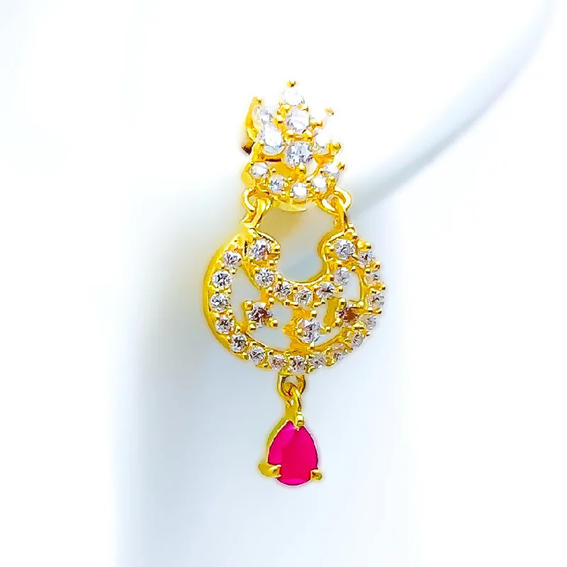 vintage floral engagement ring Attractive CZ Hanging 22k Gold Earrings