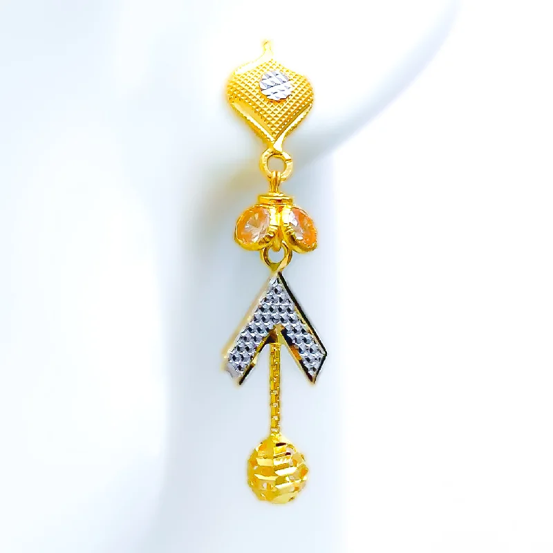 vintage art deco bracelet Geometric Dangling 22k Gold Earrings