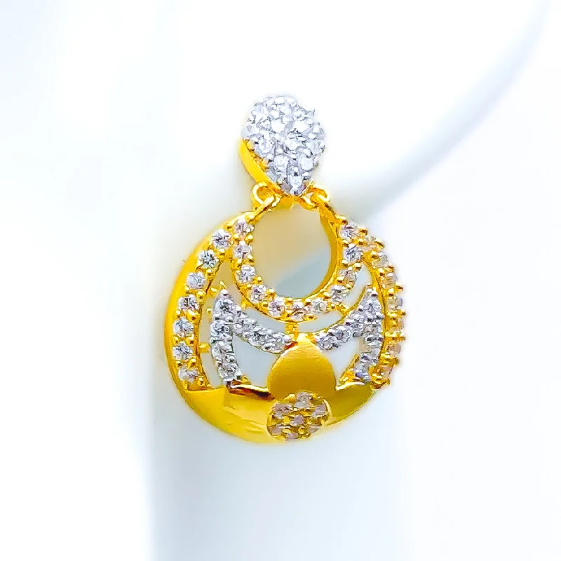 luxury diamond eternity ring Two-Tone Satin Flower 22k Gold Earrings