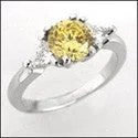 stackable gold bangle set 3 Stone Cubic Zirconia Ring 1.25 Round CanaryTriangles Cz 14K W Gold Ring