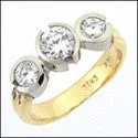 heart-shaped promise ring sterling silver 3 Stone CZ Ring 1.5 Round Half Bezels Two Tone 14K Gold heart-shaped promise ring sterling silver 3 Stone CZ Ring 1.5 Round Half Bezels Two Tone 14K Gold