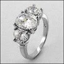 gothic claw ring men’s silver 3 Stone 3.0 TCW OVAL Cubic Zirconia Cz Ring