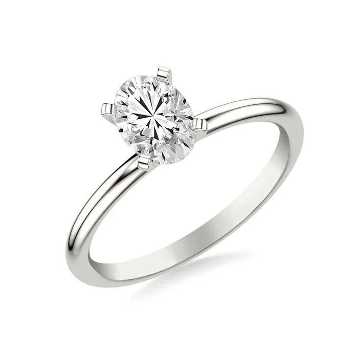 classic pearl strand necklace Mountz Collection 1CT Oval Classic Solitaire Engagement Ring in 14K White Gold