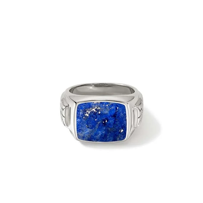 bezel set engagement ring modern John Hardy Lapis Signet Ring in Sterling Silver
