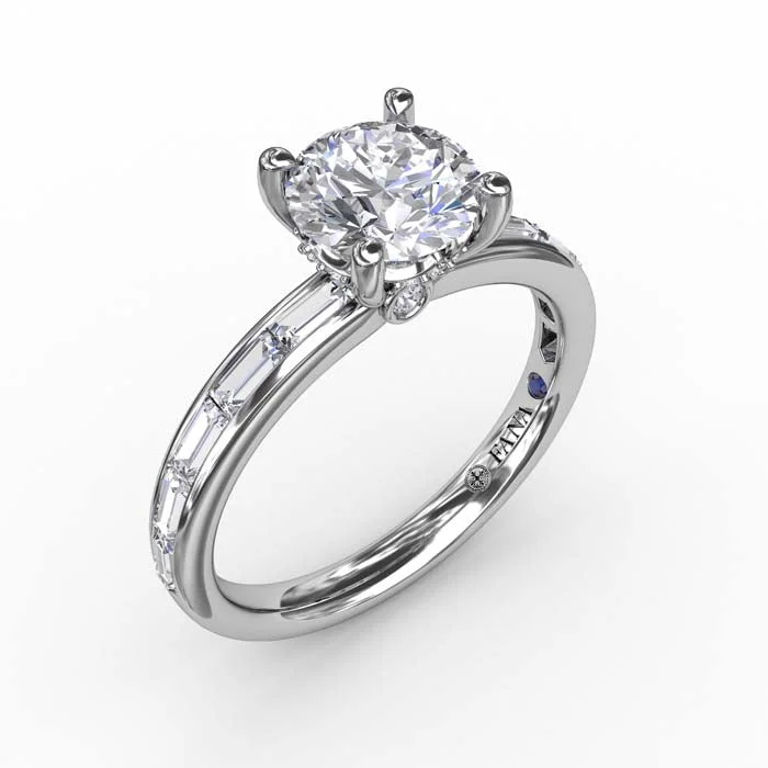 round cut diamond engagement ring Fana Engagement Ring Semi-Mounting with Baguettes in 14K White Gold round cut diamond engagement ring Fana Engagement Ring Semi-Mounting with Baguettes in 14K White Gold