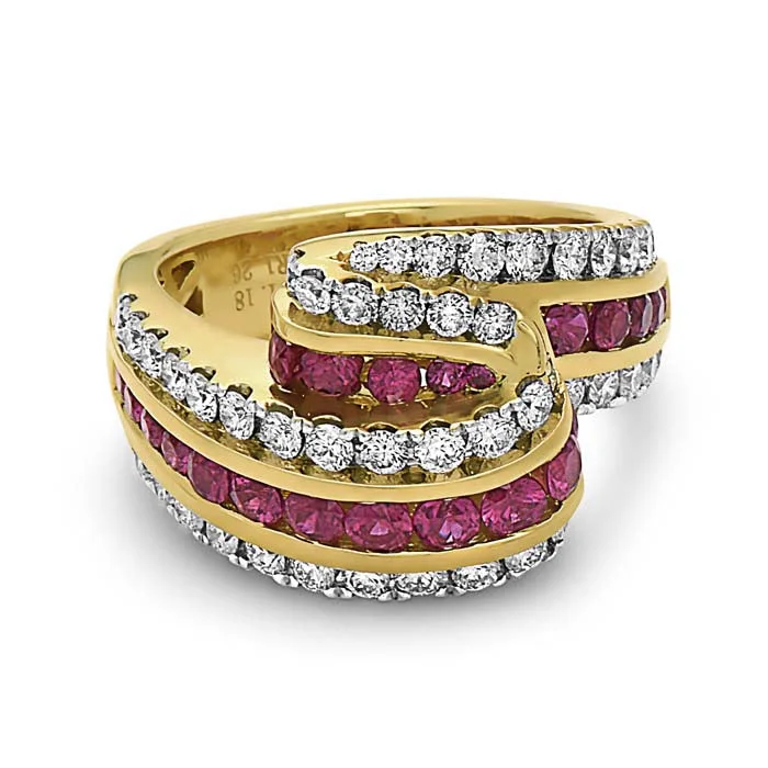 sapphire engagement ring halo Charles Krypell "Krypell Collection" Ruby and Diamond Triple Fold Ring in 18K Yellow Gold sapphire engagement ring halo Charles Krypell "Krypell Collection" Ruby and Diamond Triple Fold Ring in 18K Yellow Gold