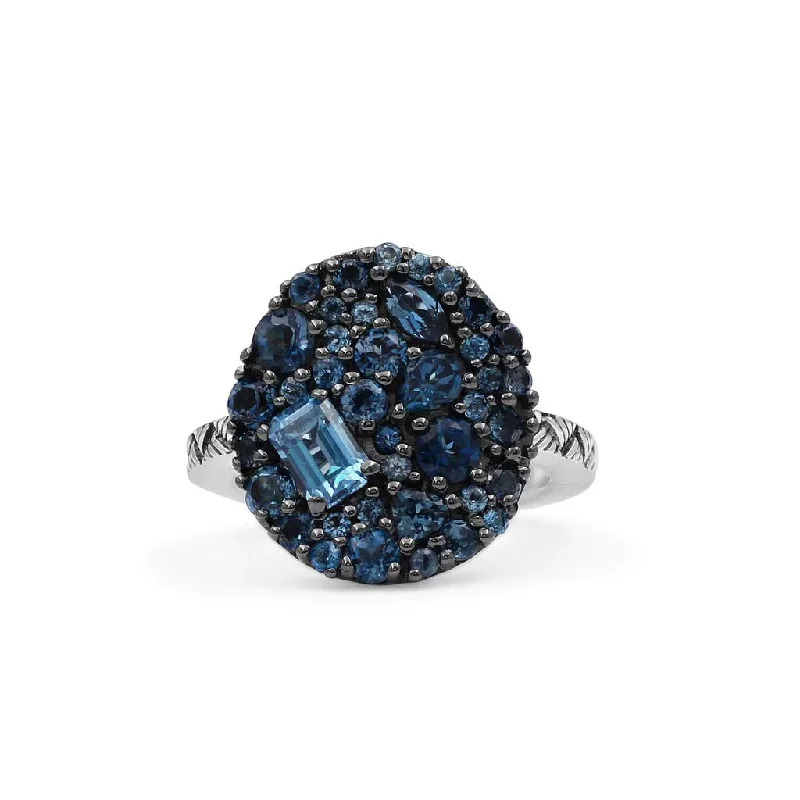 vintage filigree engagement ring Stephen Dweck Garden Of Stephen Ring with London Blue Topaz Pavé In Sterling Silver vintage filigree engagement ring Stephen Dweck Garden Of Stephen Ring with London Blue Topaz Pavé In Sterling Silver