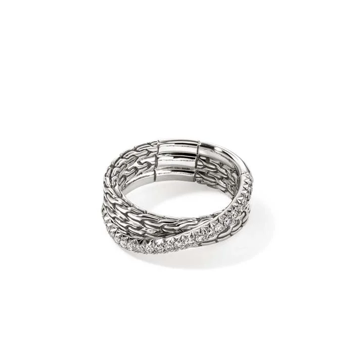 real opal ring for women John Hardy .35CTW Essential Pavé Crossover Ring in Sterling Silver, 7MM real opal ring for women John Hardy .35CTW Essential Pavé Crossover Ring in Sterling Silver, 7MM