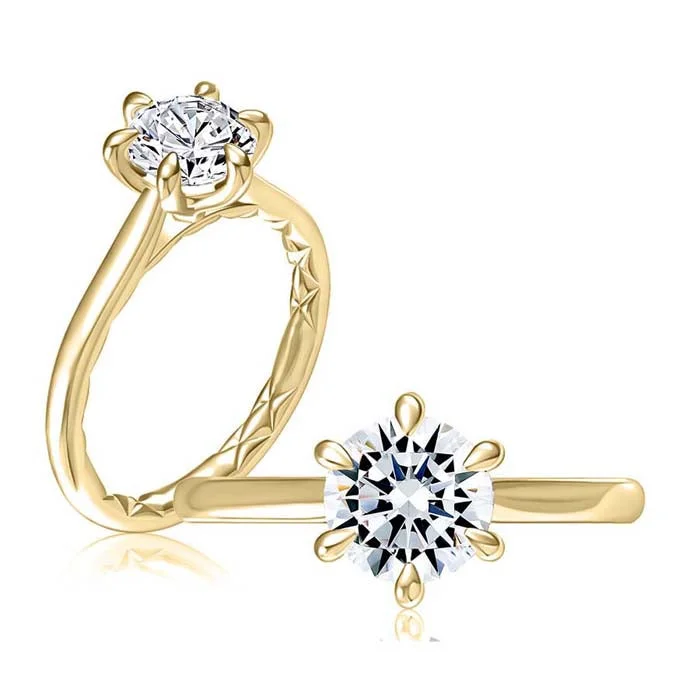 delicate chain necklace gold A. Jaffe 6-Prong Round Diamond Solitaire Engagement Ring Mounting in 14K Yellow Gold delicate chain necklace gold A. Jaffe 6-Prong Round Diamond Solitaire Engagement Ring Mounting in 14K Yellow Gold