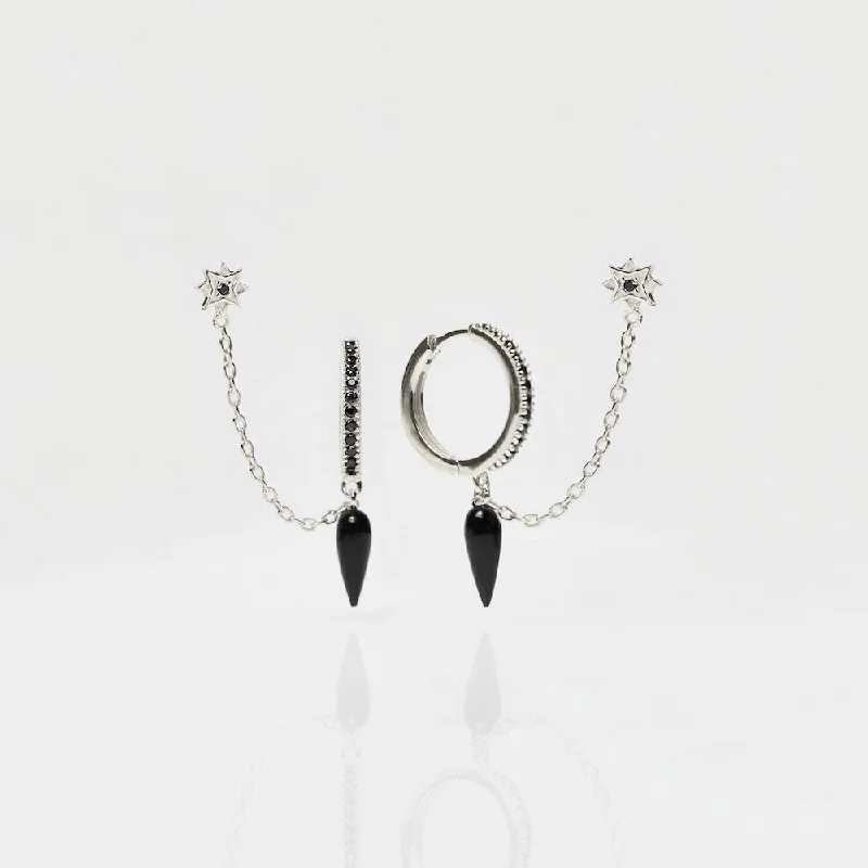 handcrafted gemstone pendant Anita Rani Shakti Black Onyx Enchanted Chain Earring