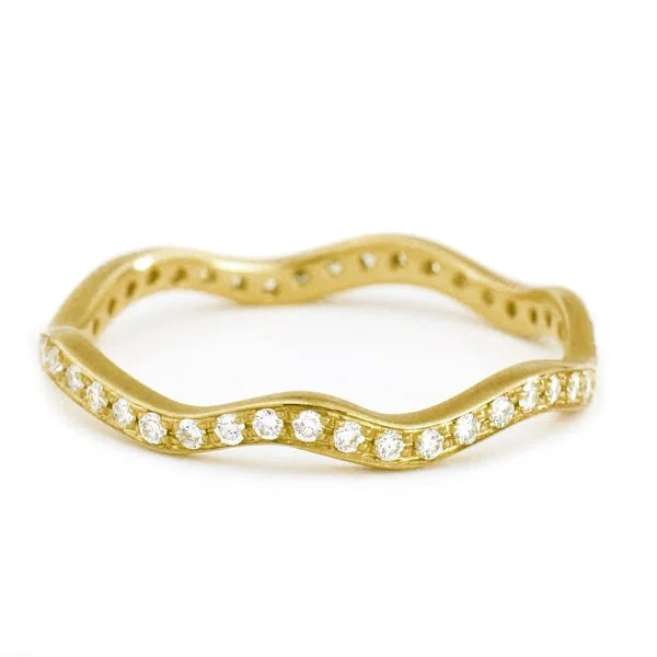 gold plated Cuban link chain 18K Gold and Pave Diamond "Wave" Ring