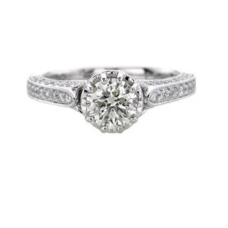 custom zodiac sign ring ANTIQUE MOTIF RING WITH DIAMONDS THROUGHOUT SETTING