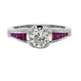 personalized engraved locket ART DECO RING WITH CUSTOM CUT RUBIES