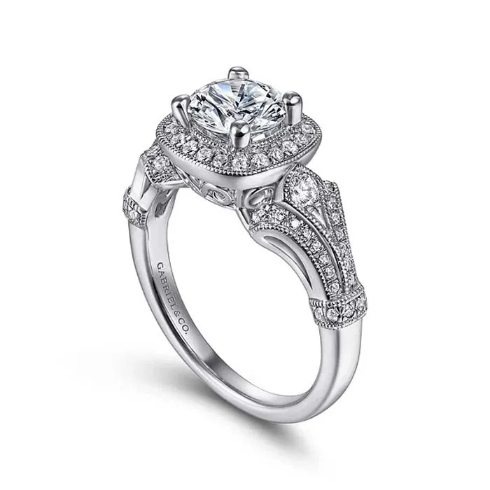 chunky chain necklace trendy Gabriel & Co. "Delilah" Vintage Inspired Cushion Halo Engagement Ring Semi-Mounting in 14K White Gold chunky chain necklace trendy Gabriel & Co. "Delilah" Vintage Inspired Cushion Halo Engagement Ring Semi-Mounting in 14K White Gold