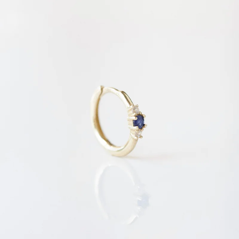 men’s silver ring with onyx Blue & White Sapphire Huggie Hoop Earring