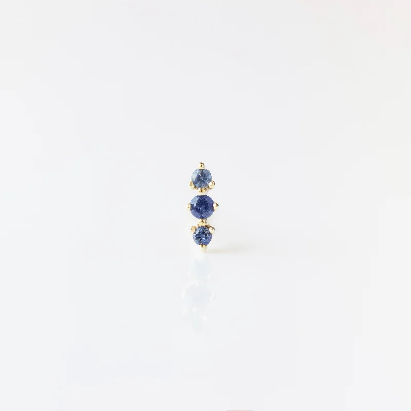 luxury diamond eternity ring Blue Sapphire Triple Stone Stud Earring