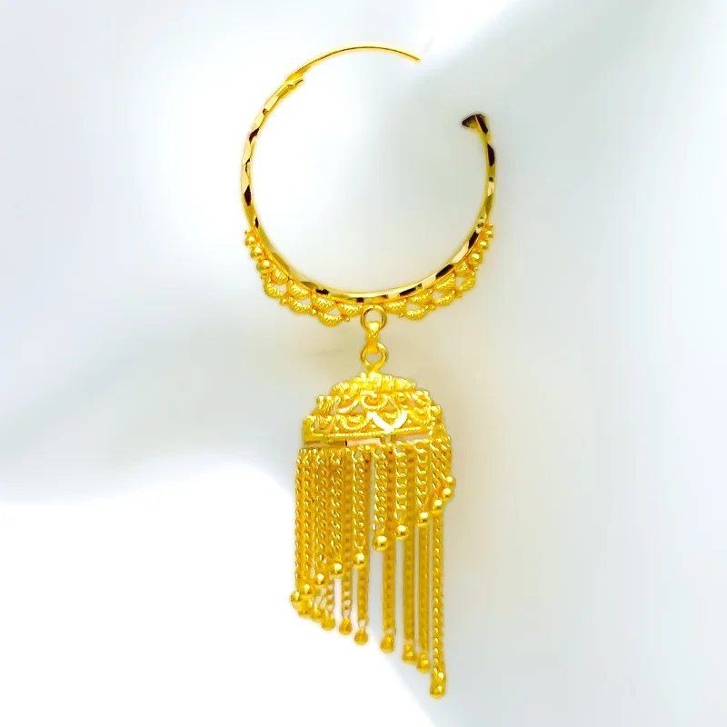 modern geometric earrings gold Captivating 22K Gold Curtain Bali Earrings