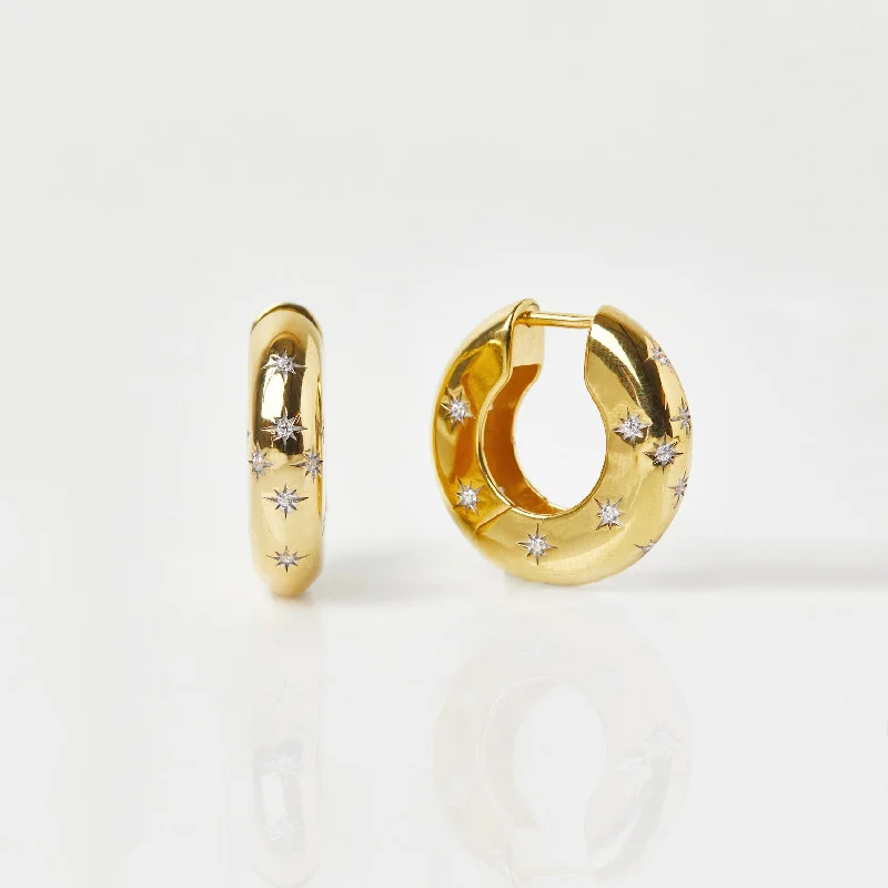 vintage floral engagement ring Celestial Chunky Star Set Hoop
