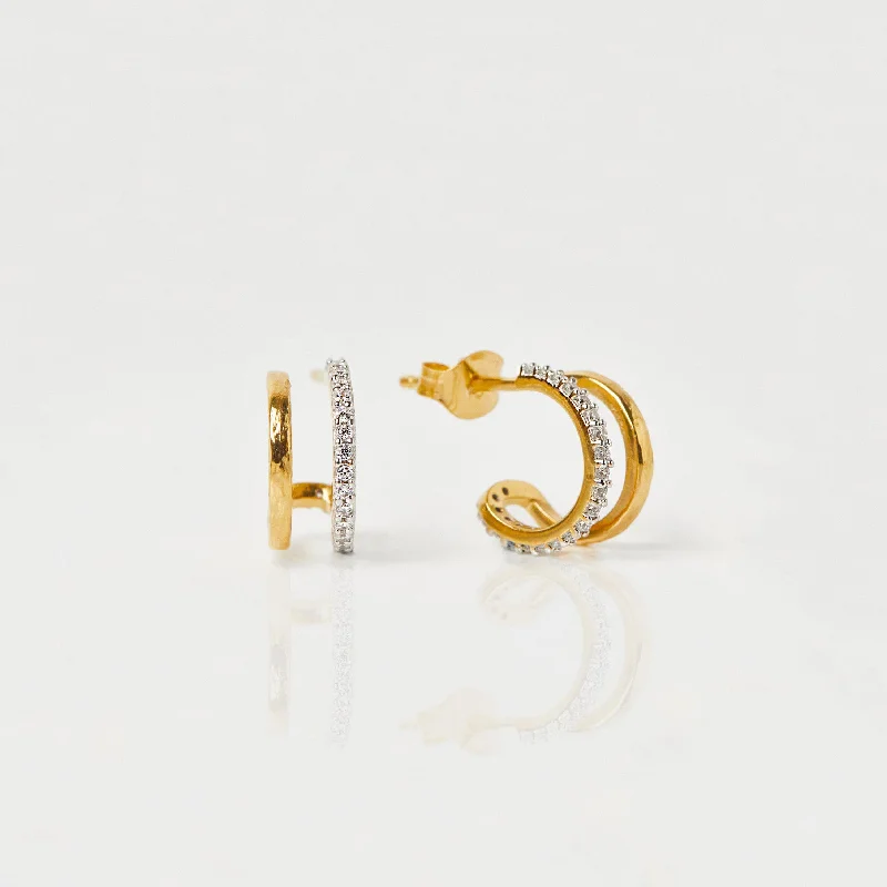 handcrafted beaded hoop earrings Celestial Pave Double Hoops