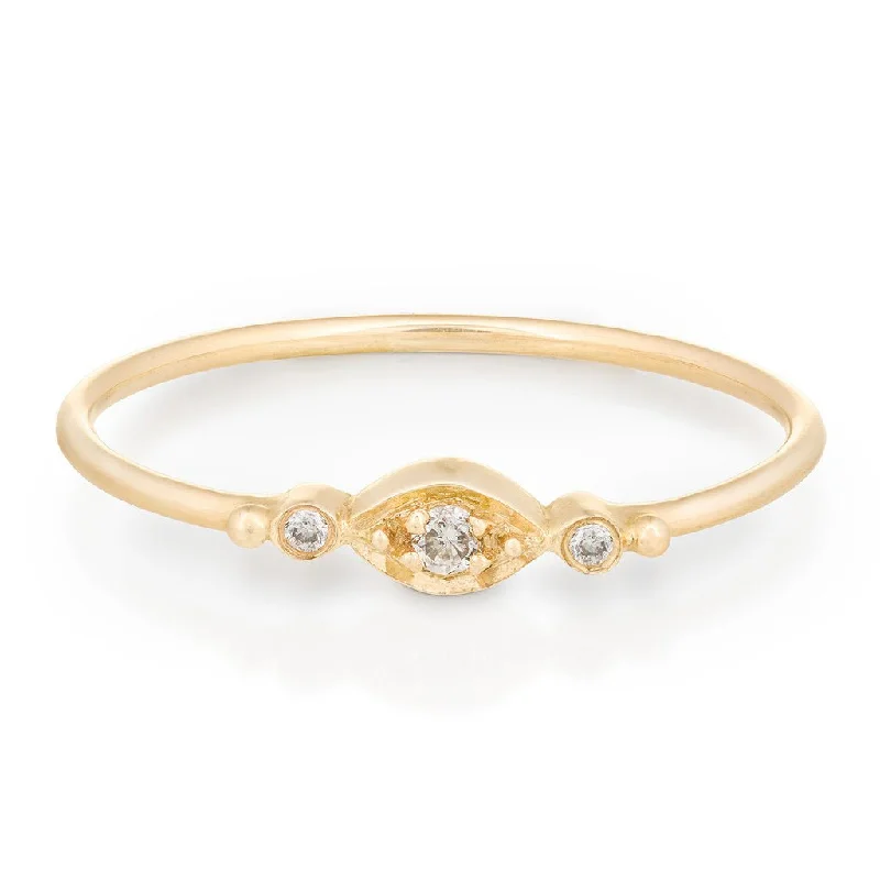 personalized coordinates ring custom Gold Small Diamond "Eye" Ring