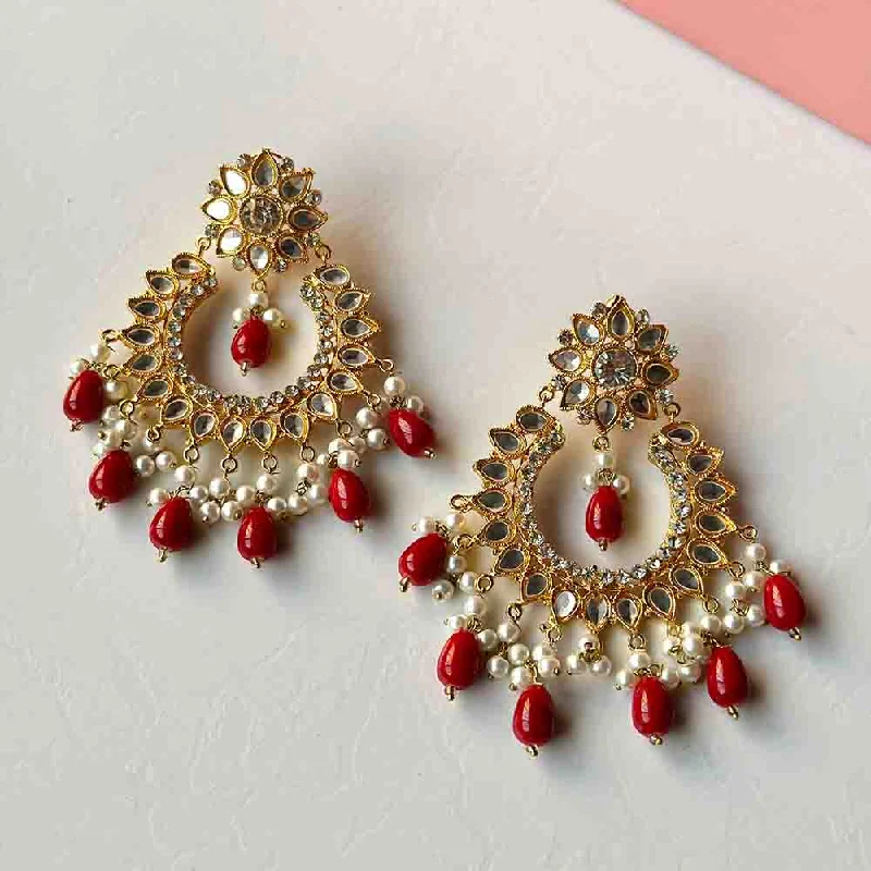 solid gold cartilage hoop Chaandbali (Red)