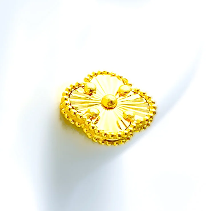 handcrafted raw crystal pendant Charming Elegant 21k Gold Clover Earrings