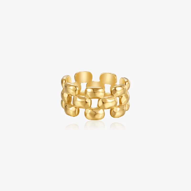 multi-gemstone eternity band Chunky Link Chain Ring (Greek Inspired Collection)