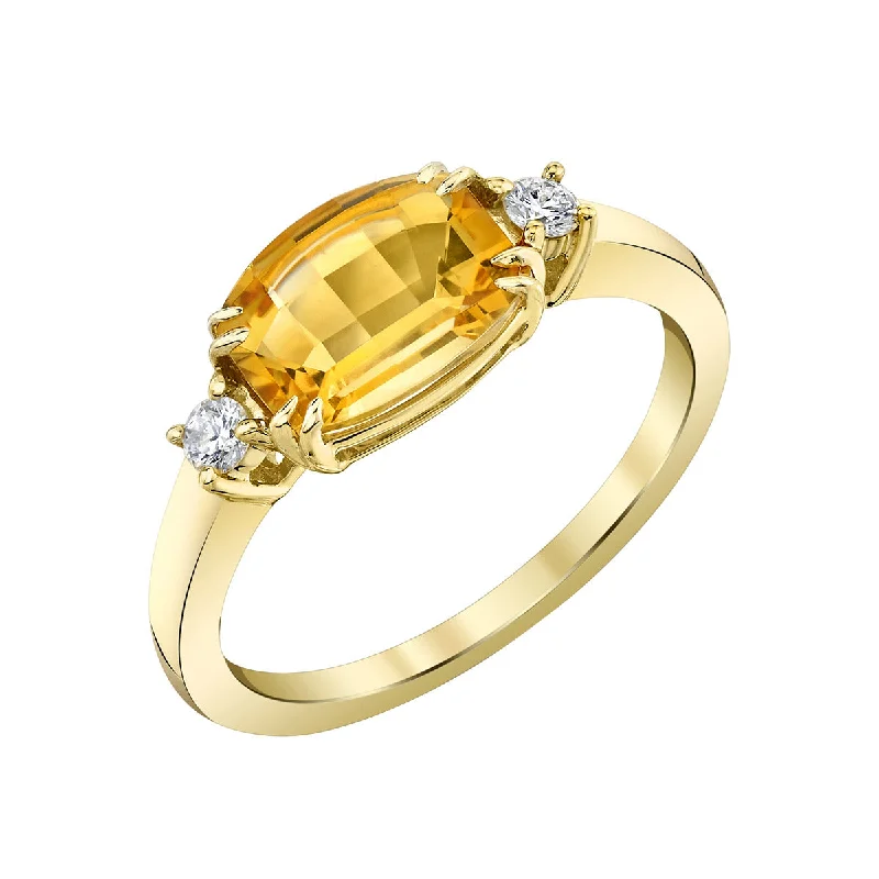 infinity necklace with birthstones Citrine 14K Yellow Gold Ring with Diamonds