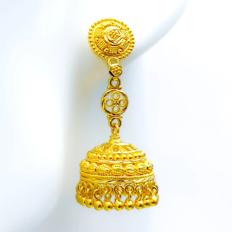 vintage-style floral brooch Classic Radiant 22k Gold Floral Jhumki Earrings