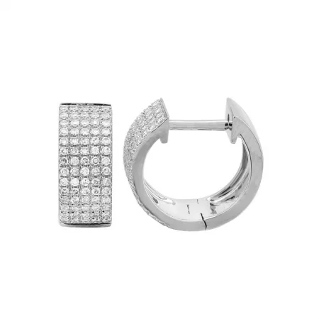 engraved pendant necklace 14k White Gold Diamond Huggie Earrings