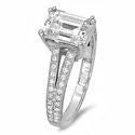 handmade raw stone engagement ring Engagement 3 Ct Emerald Double Prongs Split Pave Shank Cubic Zirconia Ring