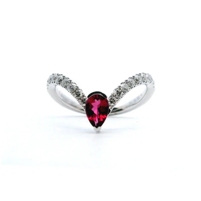 unique promise ring for girlfriend Charles Krypell Precious Pastel Rubellite Tourmaline and Diamond “V” Ring in 18K White Gold unique promise ring for girlfriend Charles Krypell Precious Pastel Rubellite Tourmaline and Diamond “V” Ring in 18K White Gold