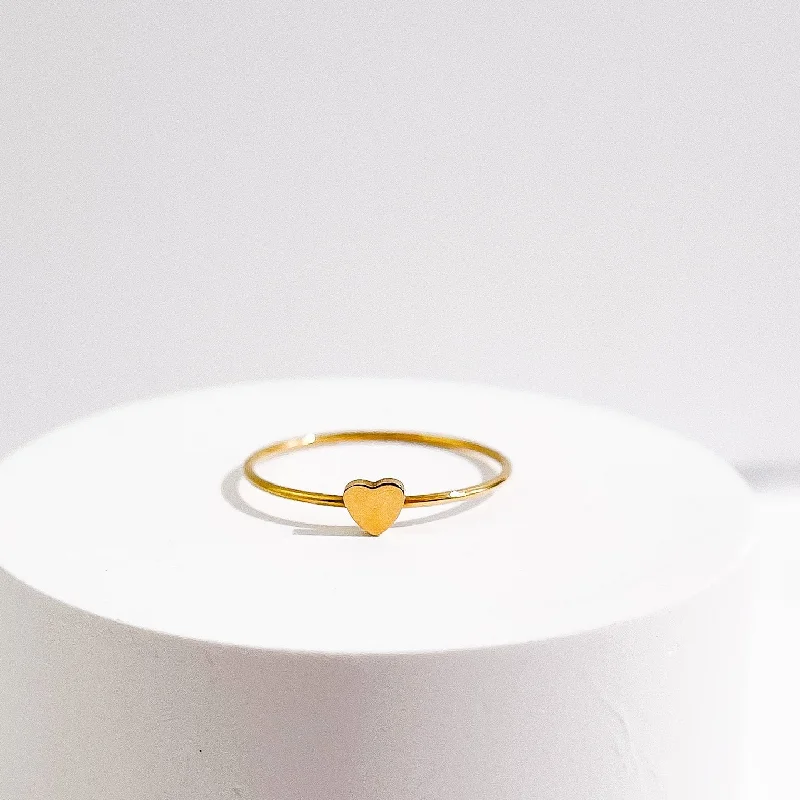 hammered gold signet ring Dainty Heart Ring in Gold