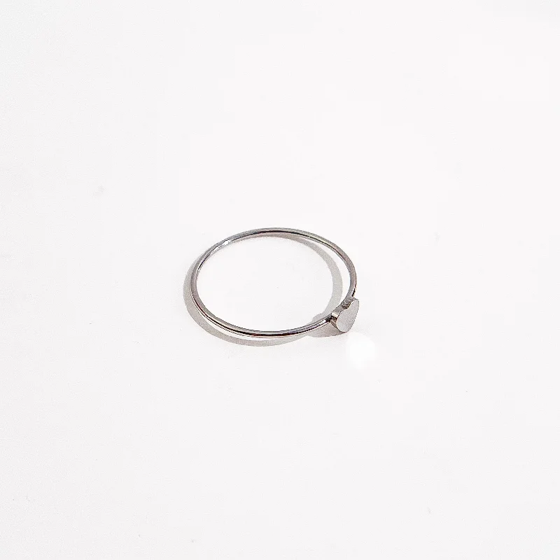 modern hexagon stud earrings Dainty Heart Ring in Silver