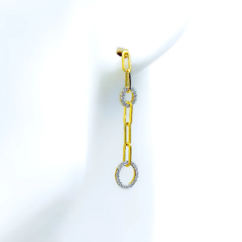 silver lotus flower earrings Dapper Dual Halo Diamond + 18k Gold Hanging Earrings