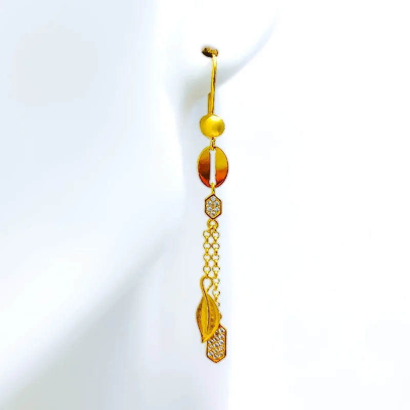 stackable gold bangle set Elevated 21k Gold CZ Hanging Earrings
