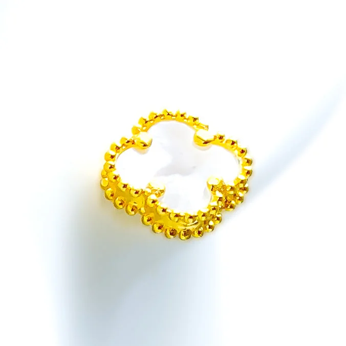 vintage diamond pendant necklace Delicate Pearlescent 21k Gold Clover Earrings