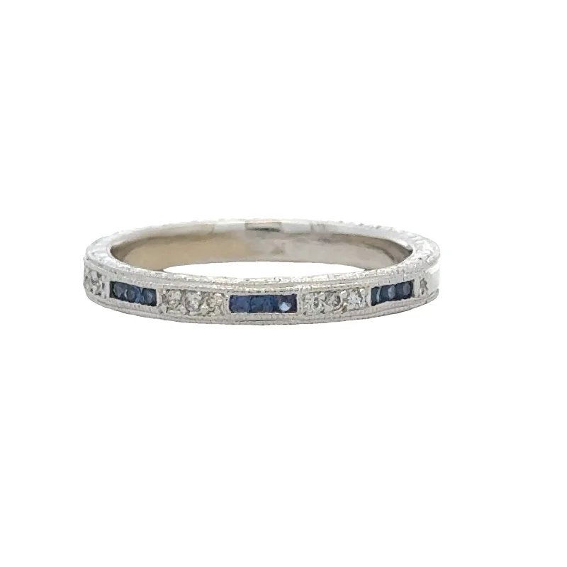 personalized gemstone pendant necklace Diamond and Sapphire Band