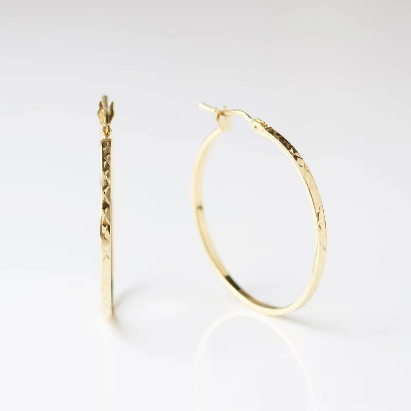 gold charm bracelet with initials Large Diamond Cut Slim Hoop Earrings