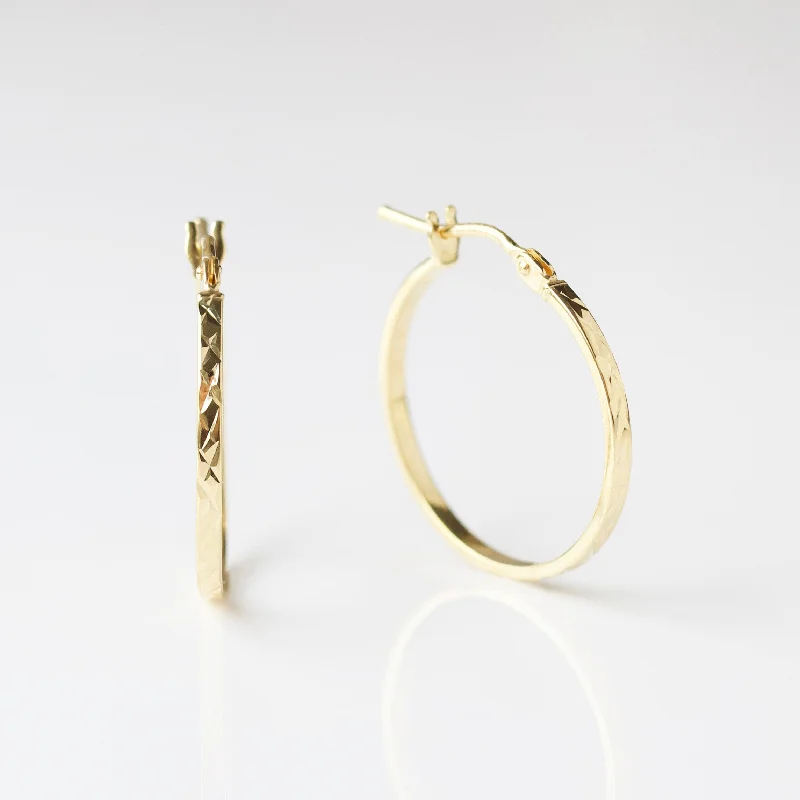 rose gold feather earrings Diamond Cut Slim Hoop Earrings