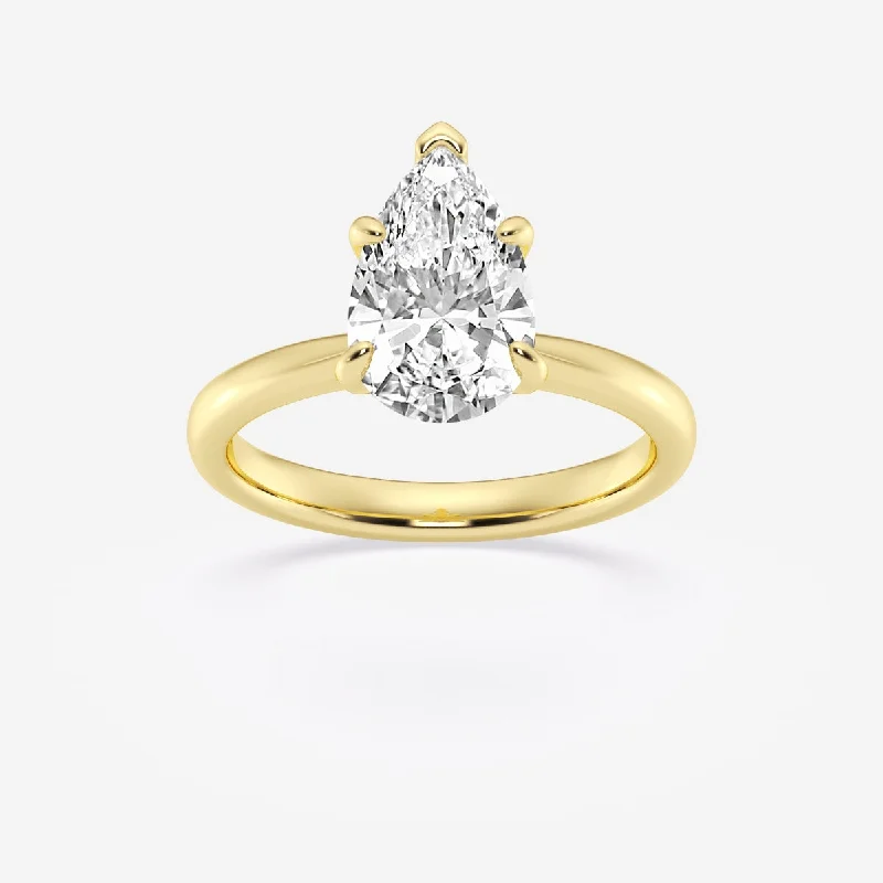 vintage-style floral brooch 14K Yellow Pear Lab Grown Diamond Solitaire Engagement Ring vintage-style floral brooch 14K Yellow Pear Lab Grown Diamond Solitaire Engagement Ring