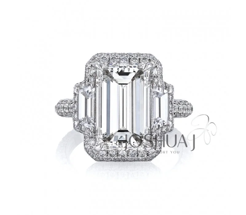 solid gold stacking rings set Platinum Emerald Cut Natural Diamond Halo Engagement Ring solid gold stacking rings set Platinum Emerald Cut Natural Diamond Halo Engagement Ring