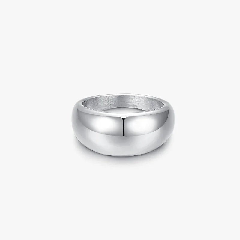 simple gold bar stud earrings Dome Ring in Silver